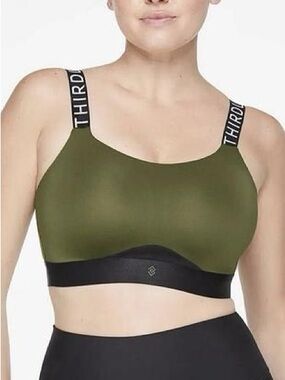ThirdLove Kinetic Impact Sports Bra • Olive & Black • 34F